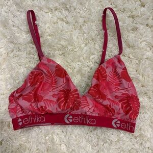 Ethika Women’s Triangle Bralette Double Layered Front Adjustable Straps Pink XS